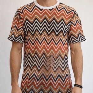 ASOS Multicolor Zigzag Short Sleeve Tee